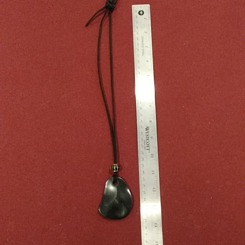 4 for $50 Fashion Jewelry Statement Necklace Large Black Stone Leather Strap - Picture 3 of 6